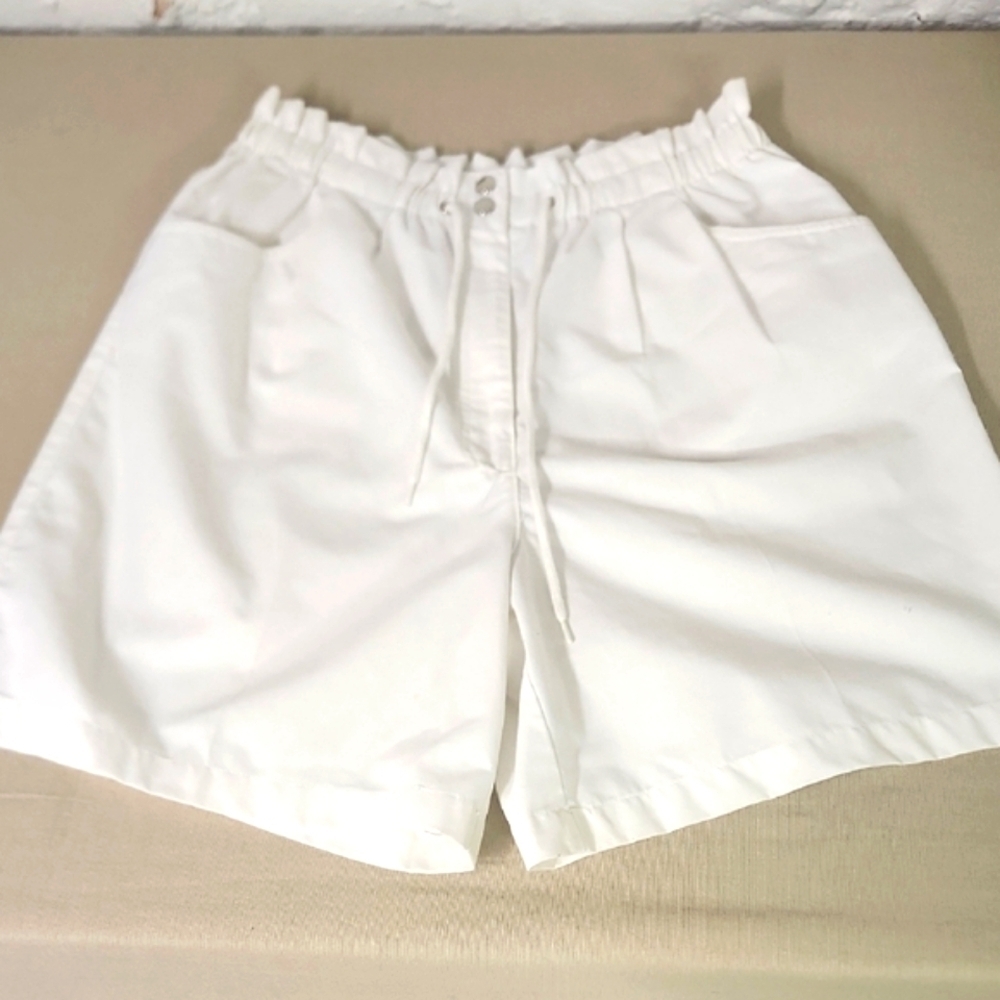 Women's White Drawstring Shorts 80s VINTAGE Size 12